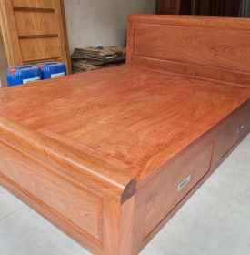 Giường ngủ có hộc kéo gỗ hương đá - hiện đại 