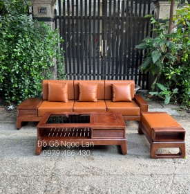 SOFA GỖ SỒI NGA MÀU ÓC CHÓ 1 VĂNG  KÈM NỆM SANG TRỌNG 