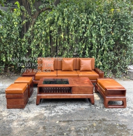 Sofa Gỗ Sồi Nga Văng Chung Cư Hiện Đại 5 Chi Tiết 