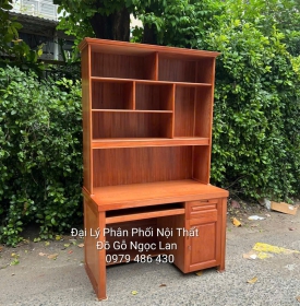 Bàn Học Sinh Gỗ Xoan Đào 1m2 Kèm Giá Sách Bền Đẹp 