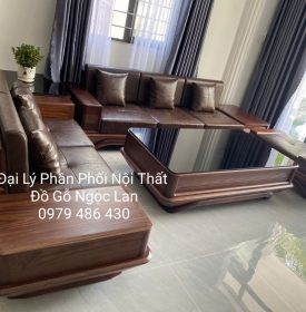 Bộ Sofa 2 Văng Thuyền Gỗ Sồi Nga Màu Óc Chó Cao Cấp 3m3x2m6