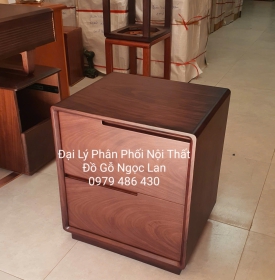 Tủ Đầu Giường Gỗ Mun Thiết Kế 2 Ngăn Kéo Hiện Đại Bền Đẹp 