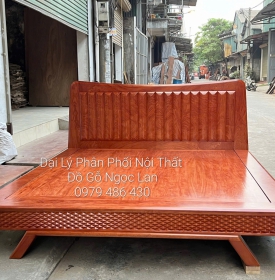 Giường Ngủ Gỗ Hương Đá Kiểu Nhật Mẫu Thuyền Đục Trám - Hiện Đại 