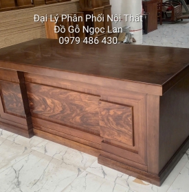Bàn Làm Việc, Bàn Giám Đốc Gỗ Hương Xám Màu Óc Chó 1m87 Đa Năng