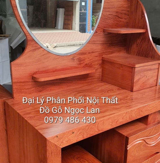 Bàn Trang Điểm Gỗ Hương Đá Gương Hộp Hiện Đại 80cm 