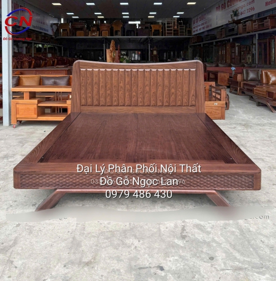 Giường Ngủ Mẫu Trám Kiểu Nhật Gỗ Óc Chó Chất Lượng Bền Đẹp