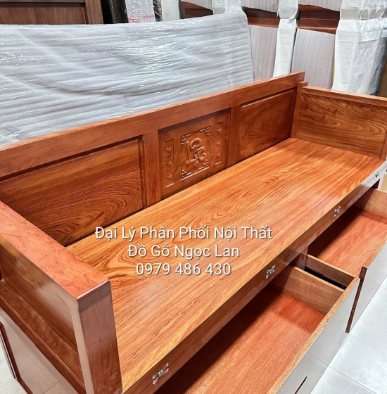 Giường GấP Gọn Gỗ Hương Đá 2 Ngăn Kéo Chân Cao Tiện Ích 