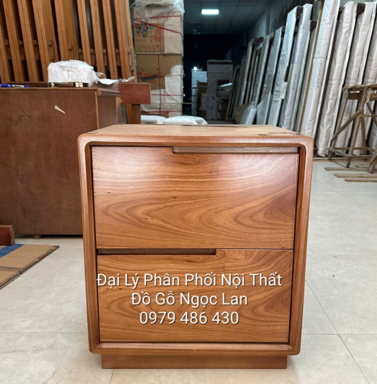 Tủ Đầu Giường Gỗ Hương Xám 2 Ngăn Kéo Hiện Đại 