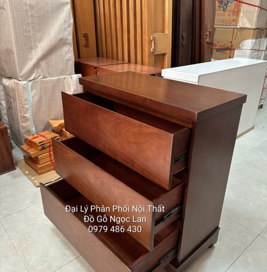 Tủ Nhật Gỗ Xoan Đào 3 Ngăn Kéo Đa Năng Màu Óc Chó ( Hàng Đặt )