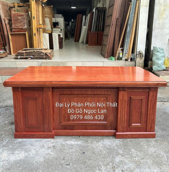 Bàn Làm Việc Gỗ Hương Đá 1m87 Mẫu Chỉ Cao Cấp Hiện Đại