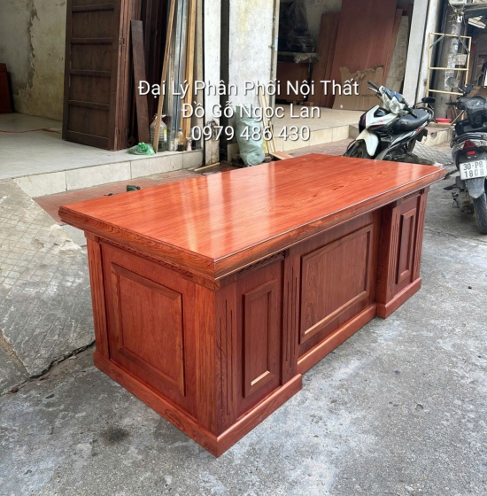 Bàn Làm Việc Gỗ Hương Đá 1m87 Mẫu Chỉ Cao Cấp Hiện Đại