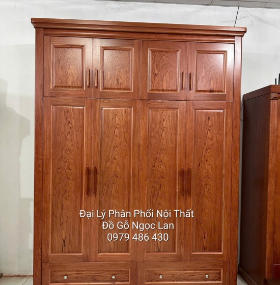 Tủ Áo Gỗ Hương Đá 4 Cánh Cao 2 Tầng Tiện Nghi Hiện Đại