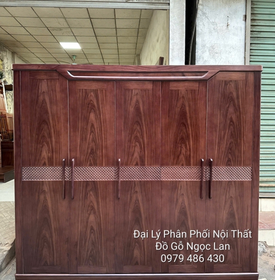 Tủ Áo 5 Cánh Gỗ Óc Chó Thiết Kế Mẫu Cánh Thuyền Hiện Đại 