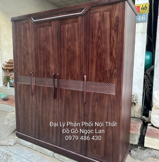 Tủ Áo Gỗ Óc Chó 4 Cánh Mẫu Thuyền Cao Cấp, Hiện Đại