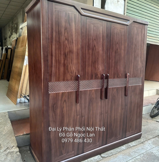 Tủ Áo Gỗ Óc Chó 4 Cánh Mẫu Thuyền Cao Cấp, Hiện Đại