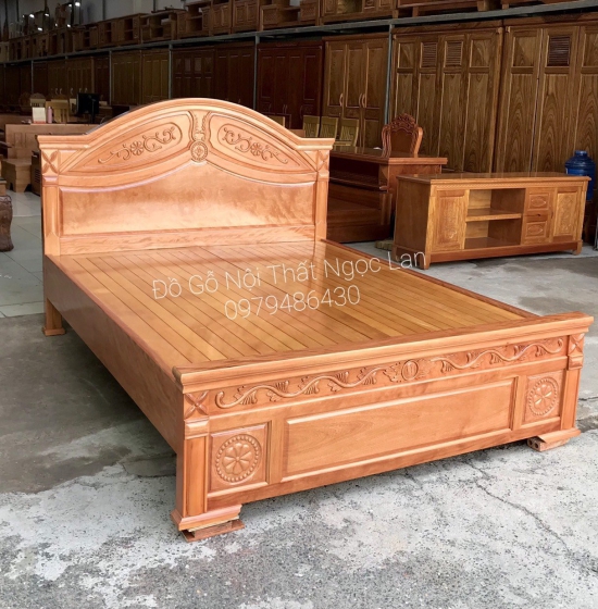 Giường ngủ gỗ Đinh Hương mẫu vòm