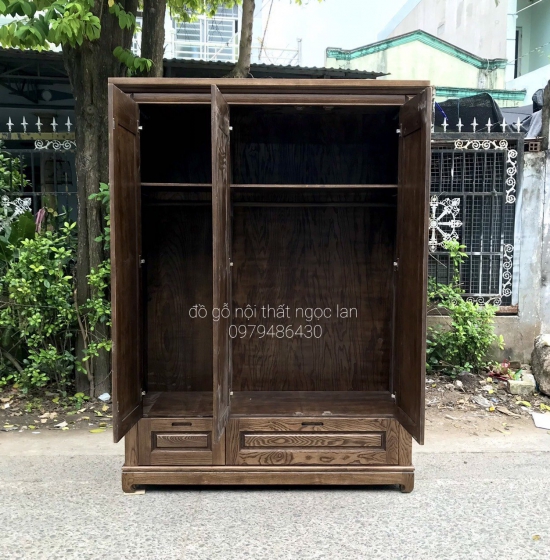 Combo bộ phòng ngủ gỗ sồi lau màu óc chó  hiện đại CB GS 02