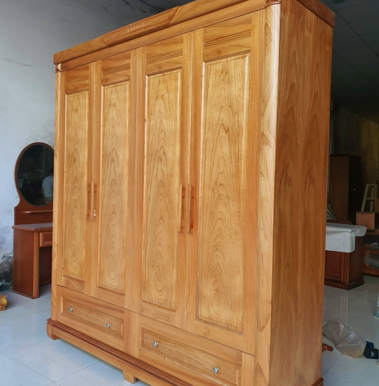 Tủ quần áo 4 cánh gỗ gõ đỏ - hiện đại T GG 11