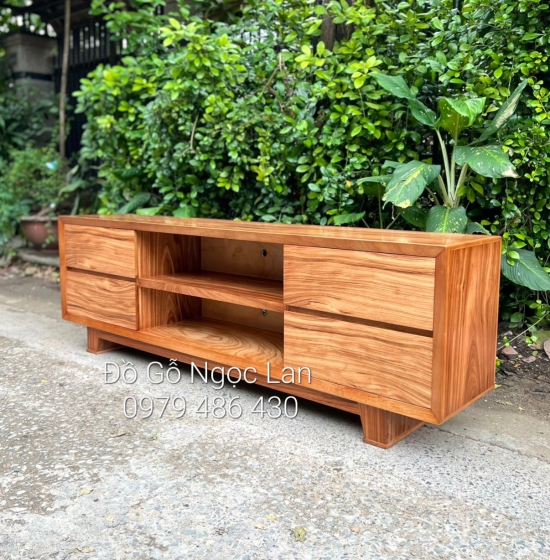 Kệ ti vi gỗ hương xám mẫu nhật hiện đại 