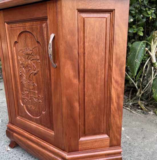 Tủ ly trang trí - tủ rượu góc 60 gỗ xoan đào hiện đại TG 11