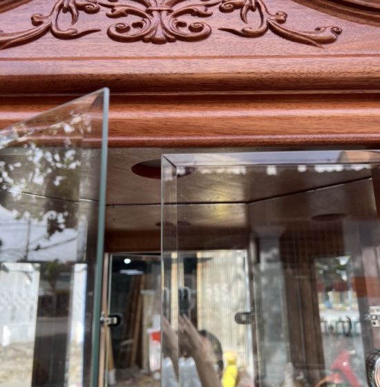 Tủ ly trang trí - tủ rượu góc 60 gỗ xoan đào hiện đại TG 11