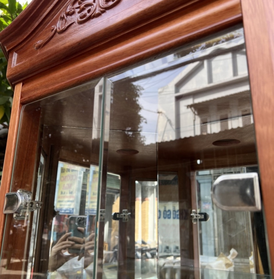 Tủ ly trang trí - tủ rượu góc 60 gỗ xoan đào hiện đại TG 11