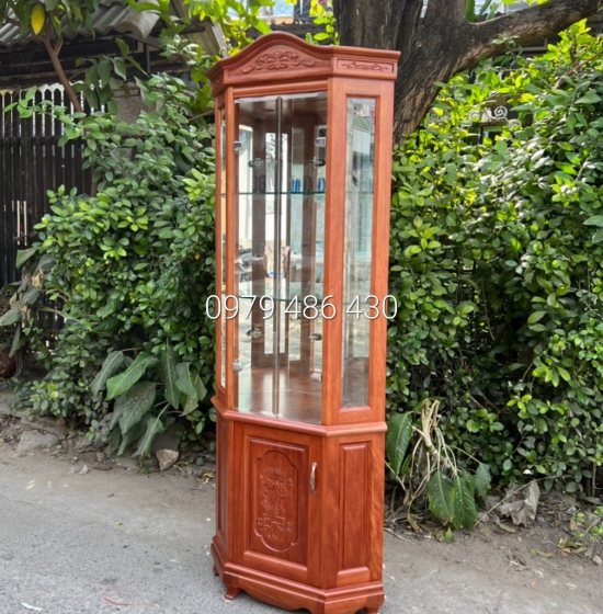 Tủ ly trang trí - tủ rượu góc 60 gỗ xoan đào hiện đại TG 11