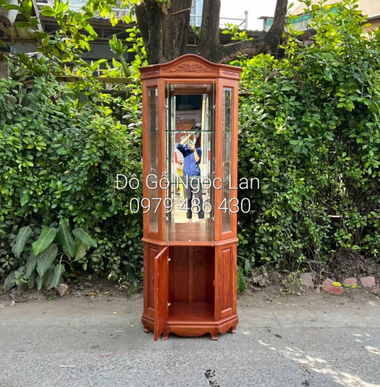 Tủ ly trang trí - tủ rượu góc 60 gỗ xoan đào hiện đại TG 11