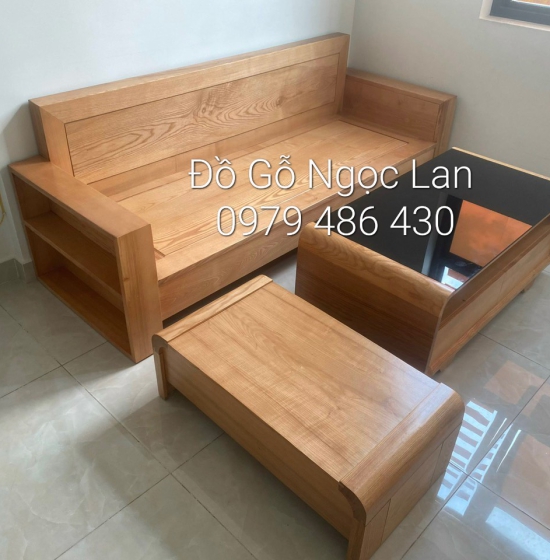 Bộ ghế sofa văng gỗ sồi nga 2m - màu xoan 