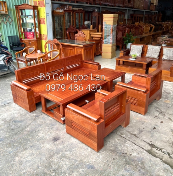 Bàn ghế sofa  gỗ xoan đào cao cấp - đối tay trứng 