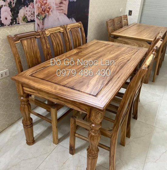 Bộ bàn ăn 6 ghế gỗ hương xám cao cấp - BG 021