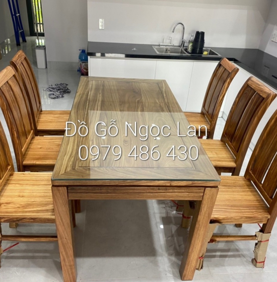 Bộ bàn ăn gỗ hương xám 6 ghế đẹp hiện đại 