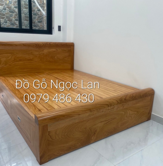 Giường ngủ gỗ gõ đỏ 2 ngăn kéo phản nan mẫu chỉ hoa 