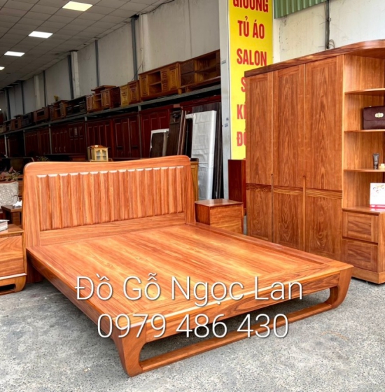 Combo nội thất phòng ngủ gỗ cẩm tự nhiên - mẫu hiện đại 