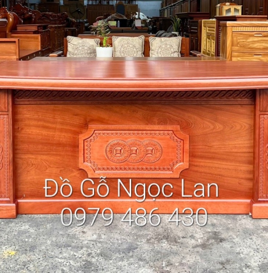 Bàn làm việc giám đốc gỗ xoan đào tự nhiên 1m6 BLV 037