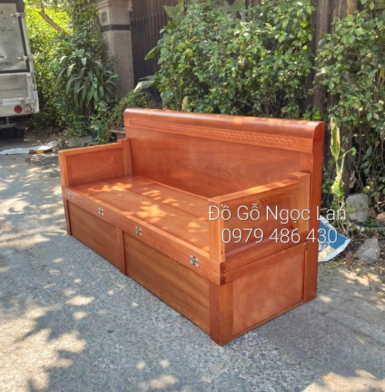 Ghế Giường Gỗ Xoan Đào 2 Ngăn kéo 1m4 x2m Hiện Đại 