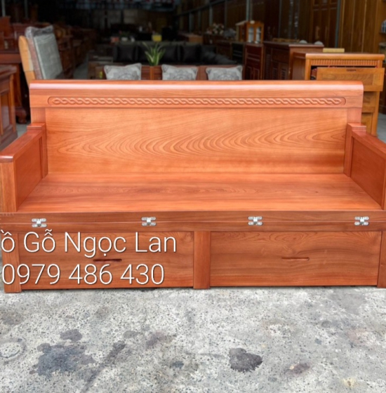 Ghế Giường Gỗ Xoan Đào 2 Ngăn Kéo 1m6 x 2m Hiện Đại 