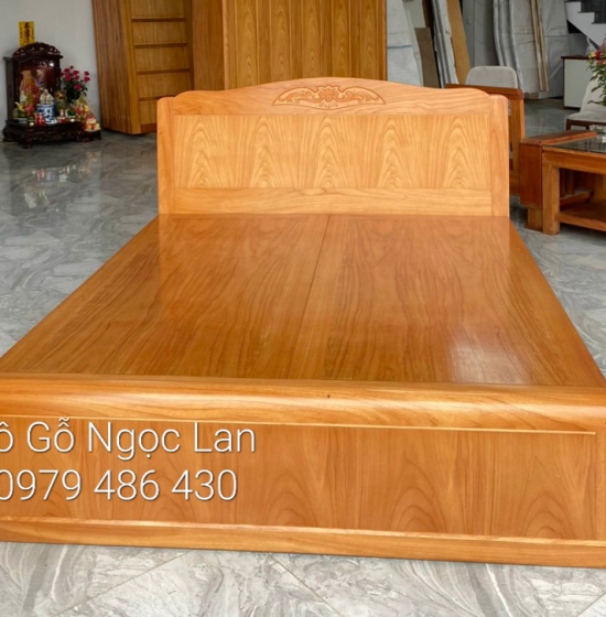 Giường gỗ gõ đỏ 2 ngăn kéo mẫu vòm phản liền - hiện đại G GG 066