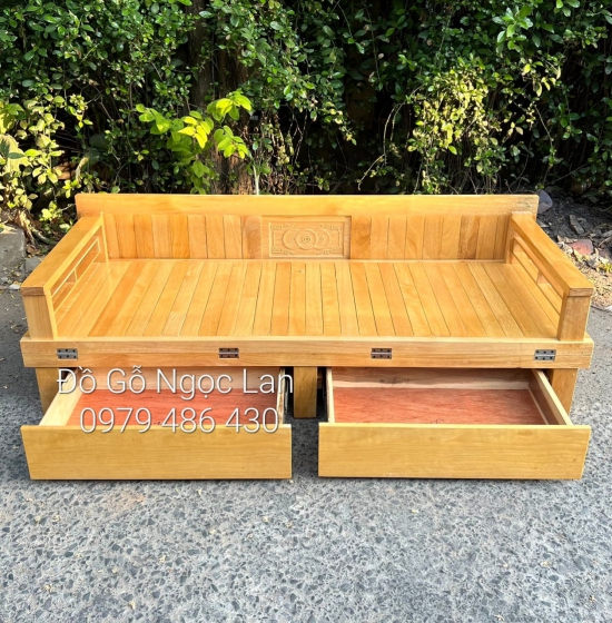 Giường Gấp Ô Kéo Gỗ Sồi màu Tự Nhiên GS 026