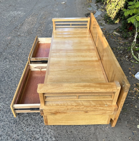 Giường Gấp Ô Kéo Gỗ Sồi màu Tự Nhiên GS 026