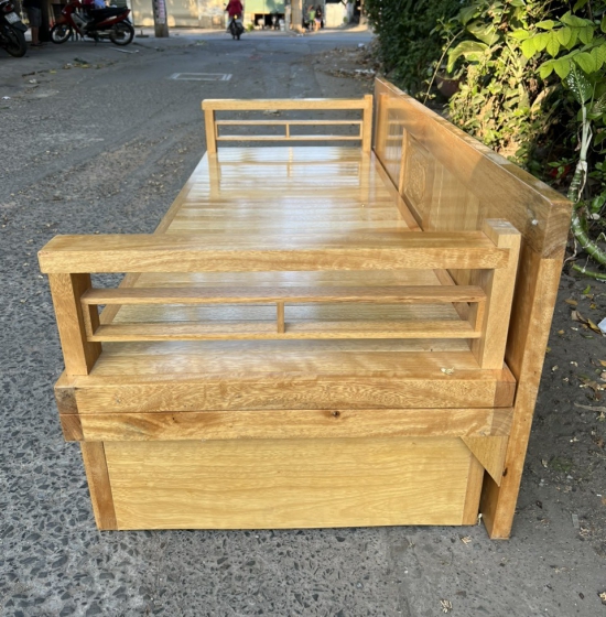 Giường Gấp Ô Kéo Gỗ Sồi màu Tự Nhiên GS 026