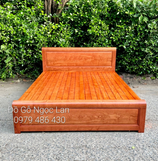 Giường ngủ có hộc kéo gỗ hương đá - hiện đại 