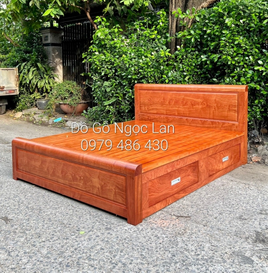 Giường Ngủ 2 Ngăn  Kéo Gỗ Hương Đá Mẫu Chỉ - Hiện Đại 
