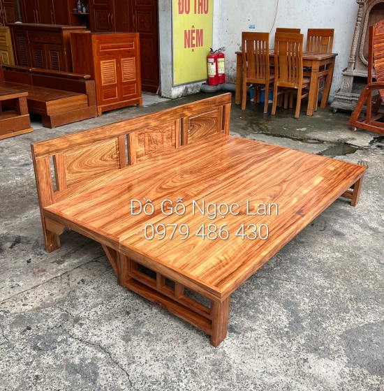 Giường Gấp Gỗ Hương Xám Thông Minh 1m4 x 2m