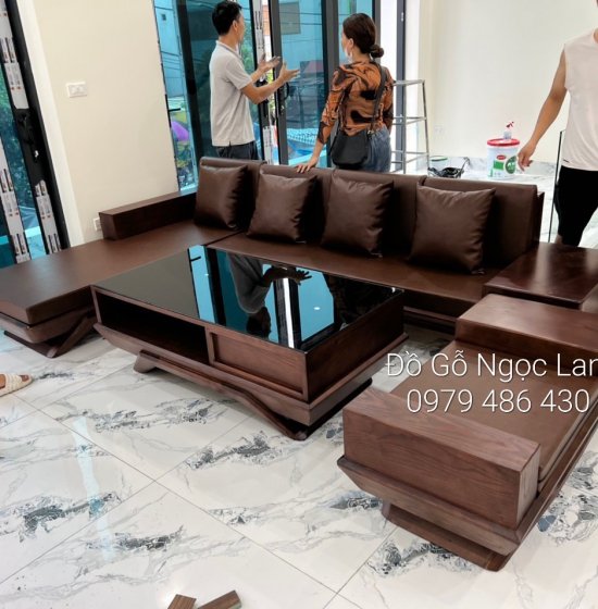 BÀN GHẾ SOFA GỖ SỒI NGA THUYỀN LAU MÀU GIÁ RẺ 2M8 X 1M8