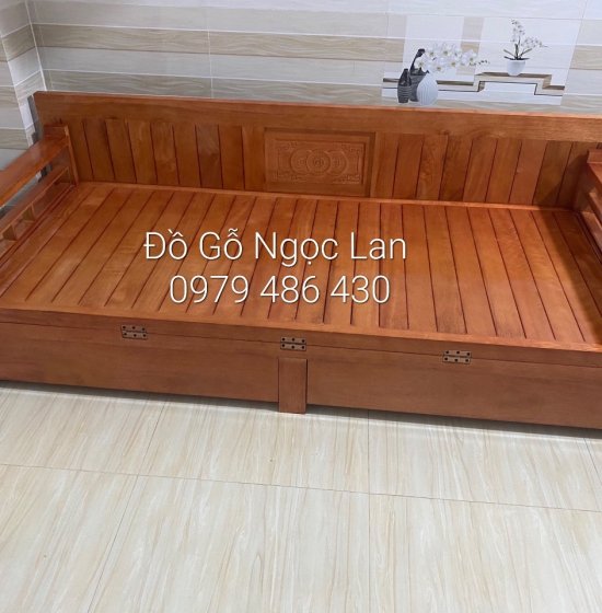 Giường gấp ô kéo gỗ Sồi - màu tự nhiên