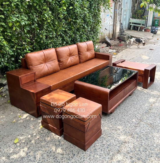 GHẾ SOFA GỖ SỒI NGA MỘT VĂNG KÈM NỆM DÀNH CHO NHÀ NHỎ GỌN 