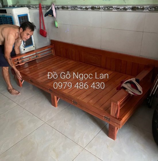 GIƯỜNG GẤP GỖ THÔNG MINH 1M4X1M9 