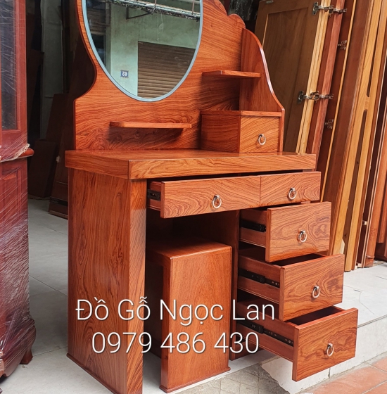 BÀN TRANG ĐIỂM GỖ HƯƠNG ĐÁ 80CM GƯƠNG HỘP GIÁ RẺ