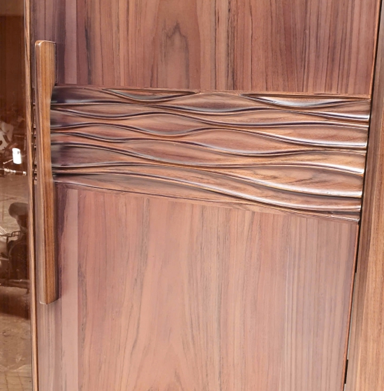 TỦ QUẦN ÁO 3 CÁNH GỖ ÓC CHÓ MẪU SÓNG KẾT HỢP CÁNH KÍNH - HIỆN ĐẠI 